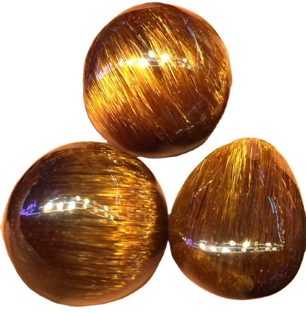 Cuivre rutilé quartz cabochon doré pierre rutile naturel cabochon pierre précieuse 38