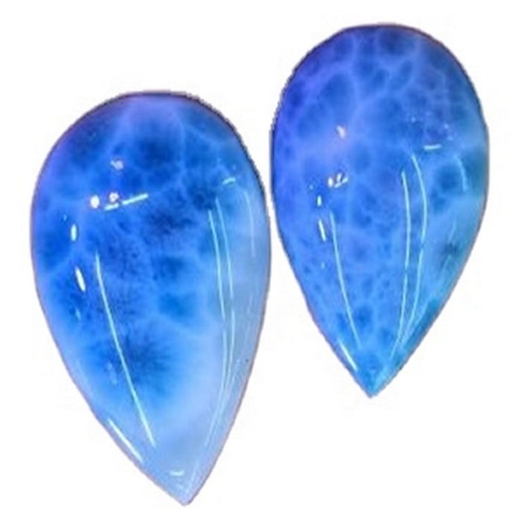 Larimar Pear Púði Cabochon Larimar Gemstone Fancy Cabochon ATURAL SOOS Semi Precious Gemstone Skartgripir Gerð Cabs 34