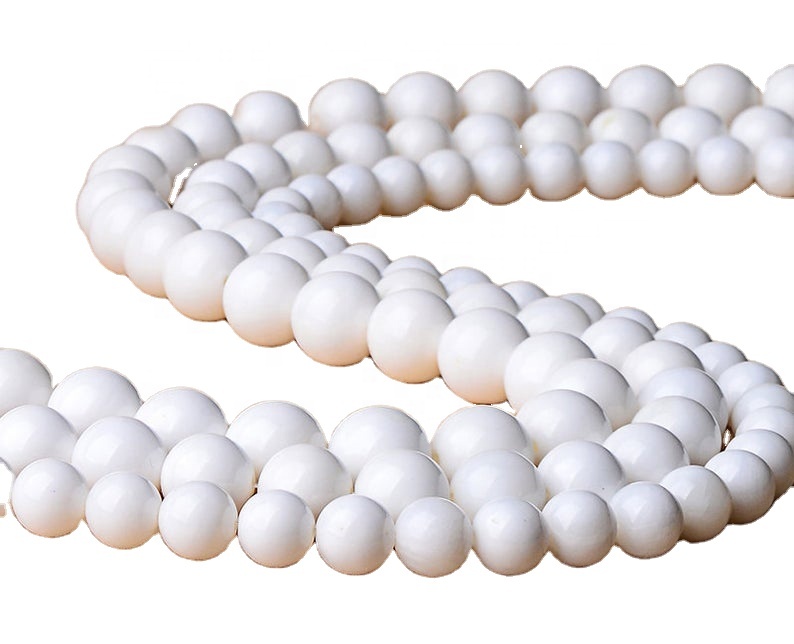 Natural White Tridacna Natural White Tridacna Round Beads 7