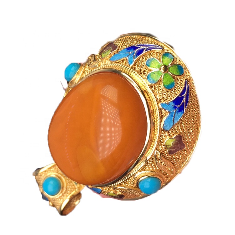 Blauwe spinel 14k goud plated Amber-pendant 26