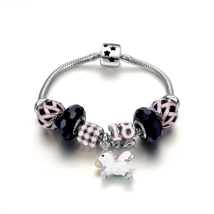 2021 뉴 민족 반짝이 서클 매력 스트레치 크리스탈 구슬 팔찌 15