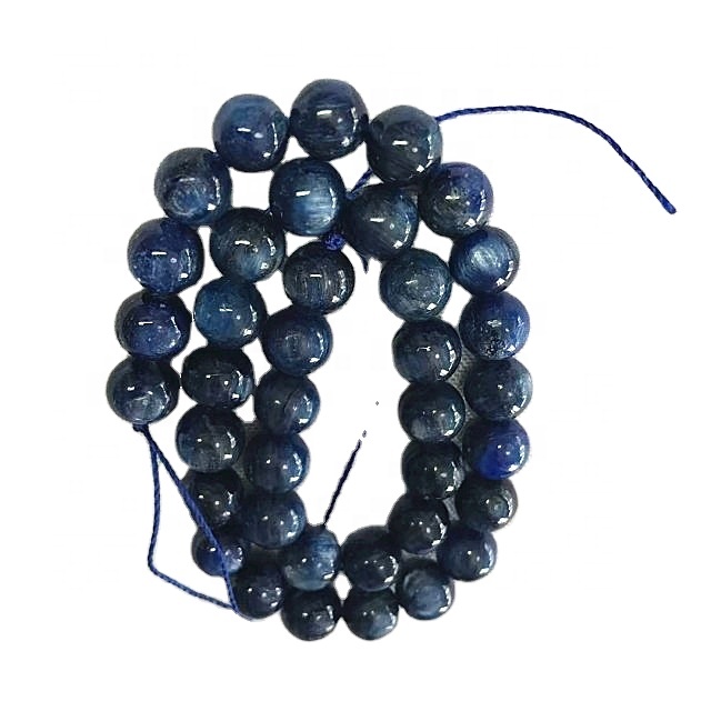 Naturlig kyanitt runde form perler blå glatt gemstone strenger 7