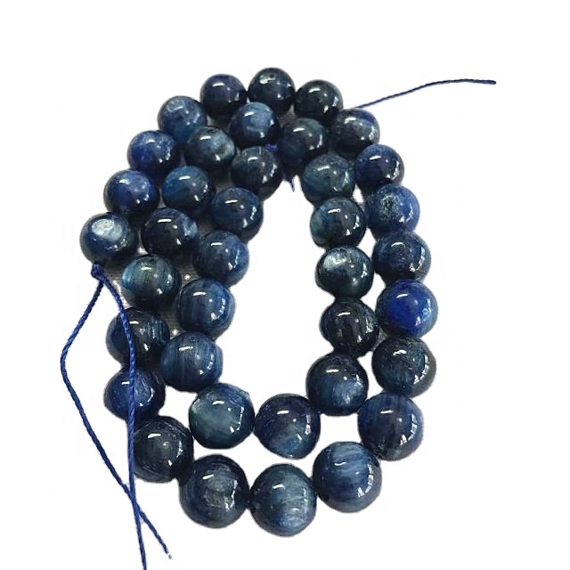 Naturlig kyanitt runde form perler blå glatt gemstone strenger 9