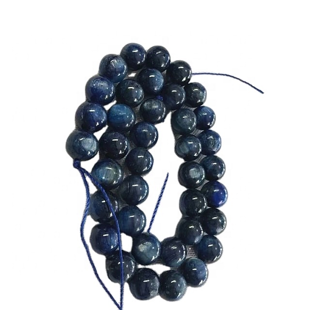 Naturlig kyanitt runde form perler blå glatt gemstone strenger 13