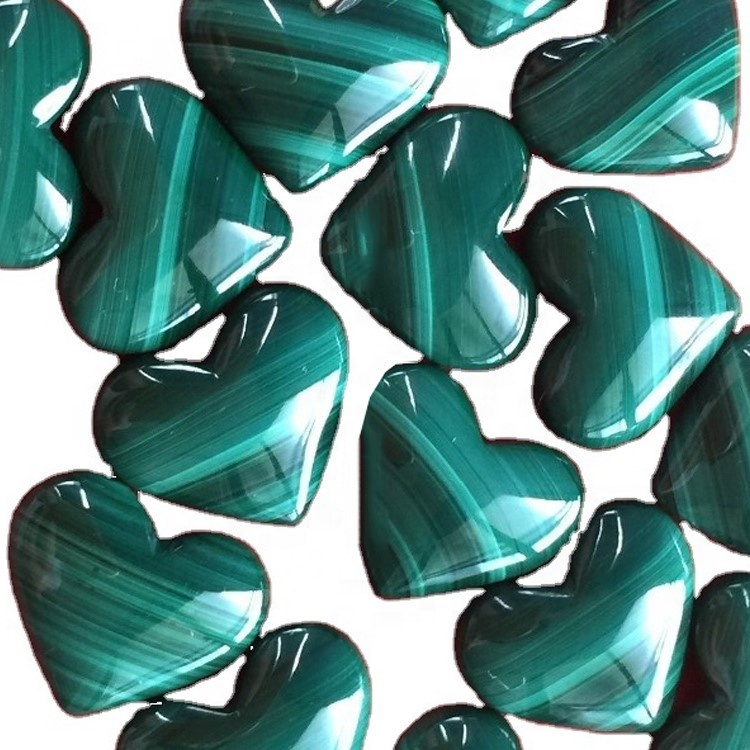 Kualiti Top Natural Malachite Gemstone Bentuk Jantung Malachite Cabochons 36
