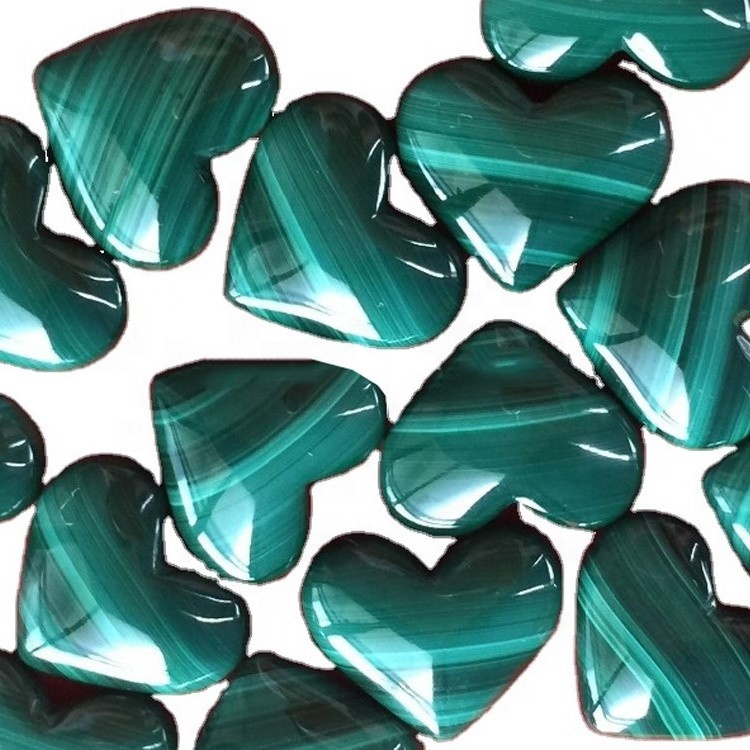 Kualiti Top Natural Malachite Gemstone Bentuk Jantung Malachite Cabochons 38