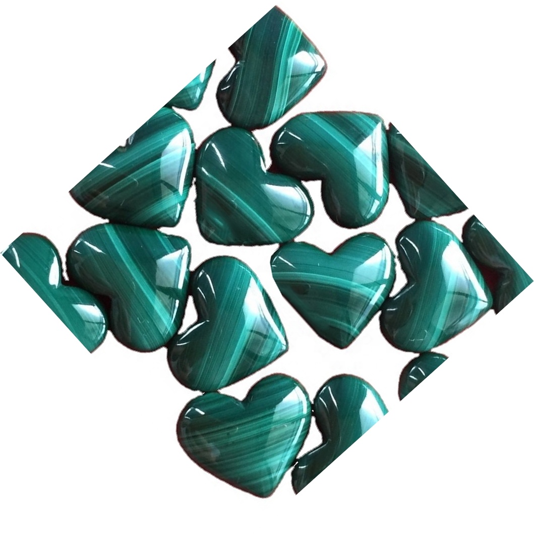 Kualiti Top Natural Malachite Gemstone Bentuk Jantung Malachite Cabochons 44