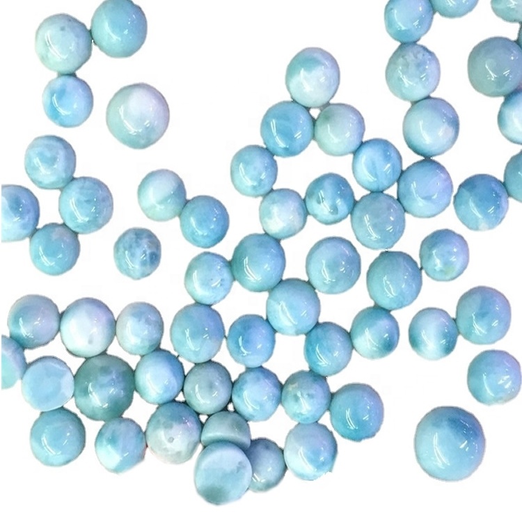 រាងពងក្រពើរាងមូលខាមហ្គាសុនពណ៌ Gemstone Larimar CabogoChon រលុង Gemstone 32