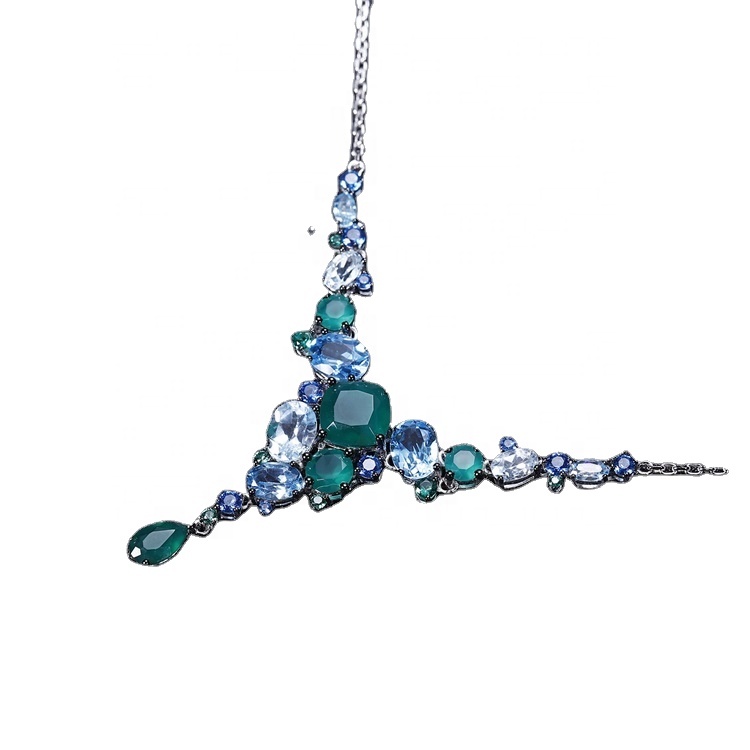 Nije oankomst Natural Crystal Quartz qartz Earrings Pendant Sieraden set Fusion Smaragd Gemstone foar kado 34