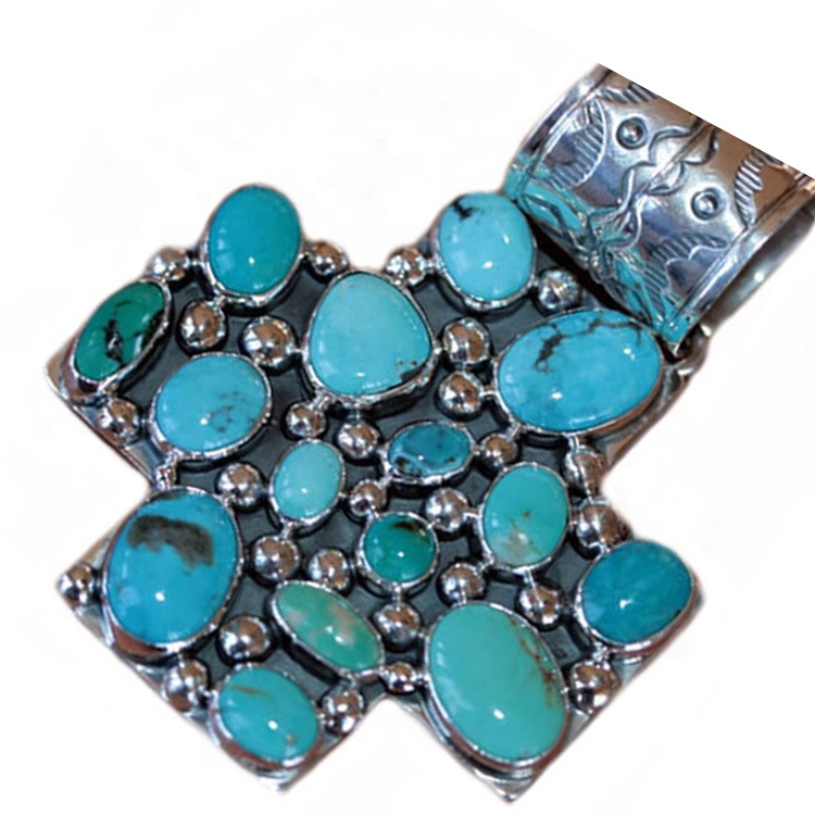 Ənənəvi firuzəyi asqı zərgərlik 925 Sterling Gümüş Kulon Yatmış Gözəllik Firuzəyi Kulon 15