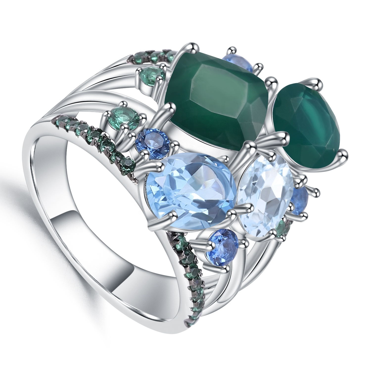 ਨੀਲਮ ਰਿੰਗਸ 925 ਚਾਂਦੀ ਦੇ ਵਾਰੀ ਗਾਰਵਿੰਗ 37