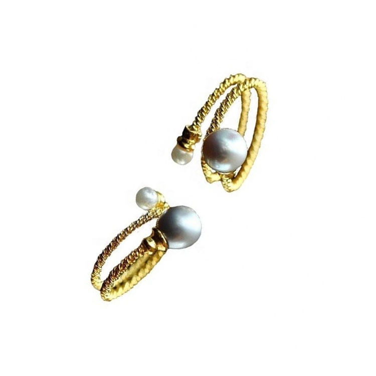 명예로운 로즈 골드 펄 링 더블 화이트 비즈 보석 9