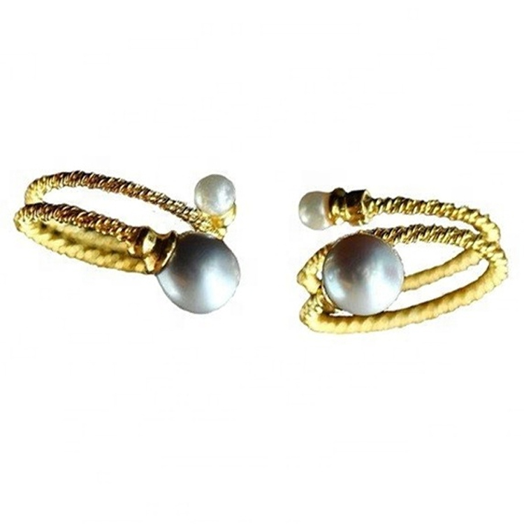 명예로운 로즈 골드 펄 링 더블 화이트 비즈 보석 11