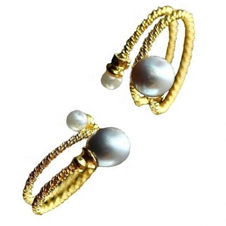 명예로운 로즈 골드 펄 링 더블 화이트 비즈 보석 13