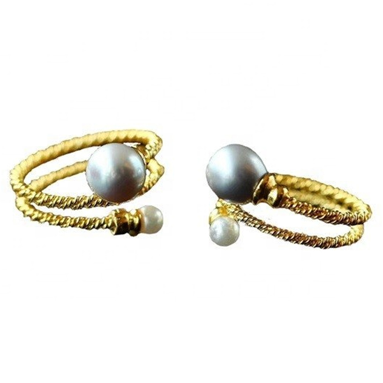 명예로운 로즈 골드 펄 링 더블 화이트 비즈 보석 15