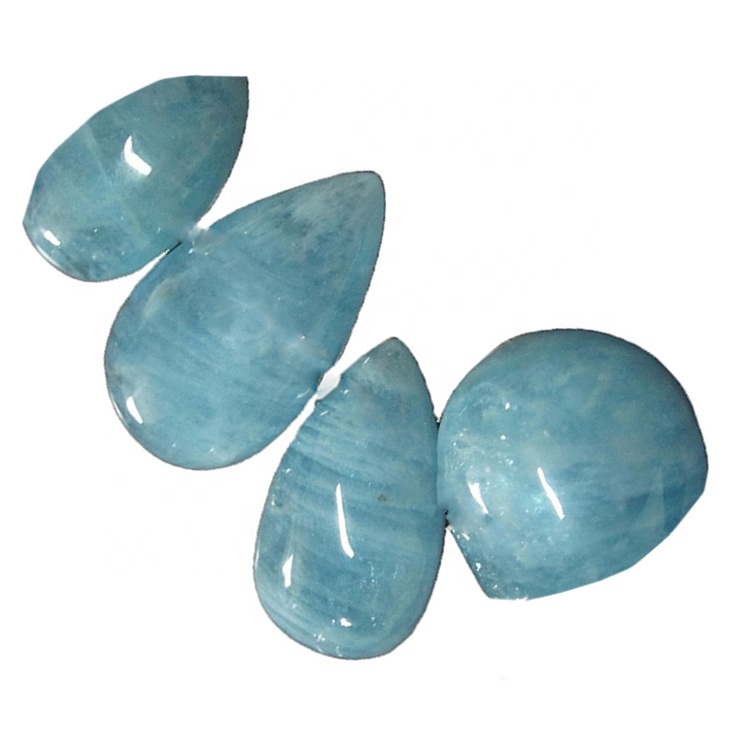 Atas AAA Quality Aquamarine Cabochon Pear Bentuk Genuine Blue Milky Aquamarine Loose Gemstone 39
