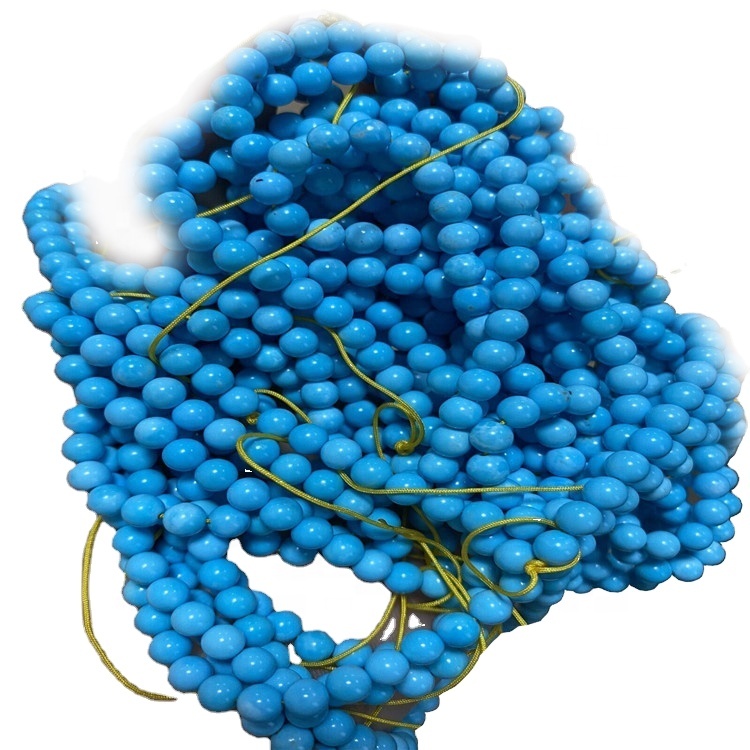 Natürliche blaue runde Perlen des Großhandels glatt lose Edelstein Türkis 9