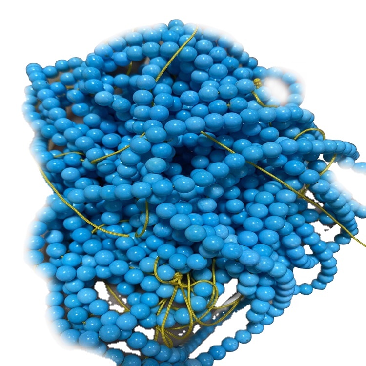 Natürliche blaue runde Perlen des Großhandels glatt lose Edelstein Türkis 13