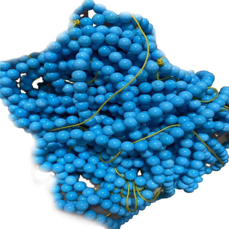 Natürliche blaue runde Perlen des Großhandels glatt lose Edelstein Türkis 15