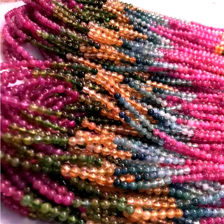 Tourmaline Pink Color Gemstone Loose Round Perler for Bangle Jewelry Making 11