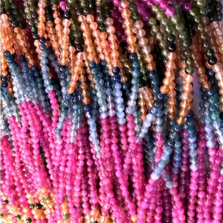 Tourmaline Pink Color Gemstone Loose Round Perler for Bangle Jewelry Making 13