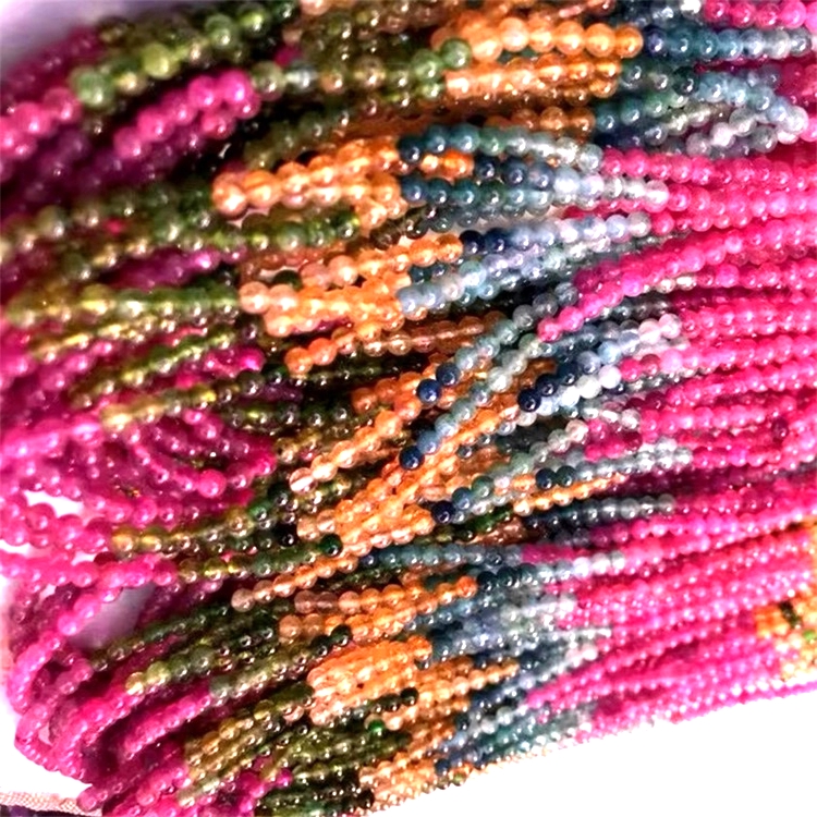 Tourmaline Pink Color Gemstone Loose Round Perler for Bangle Jewelry Making 15