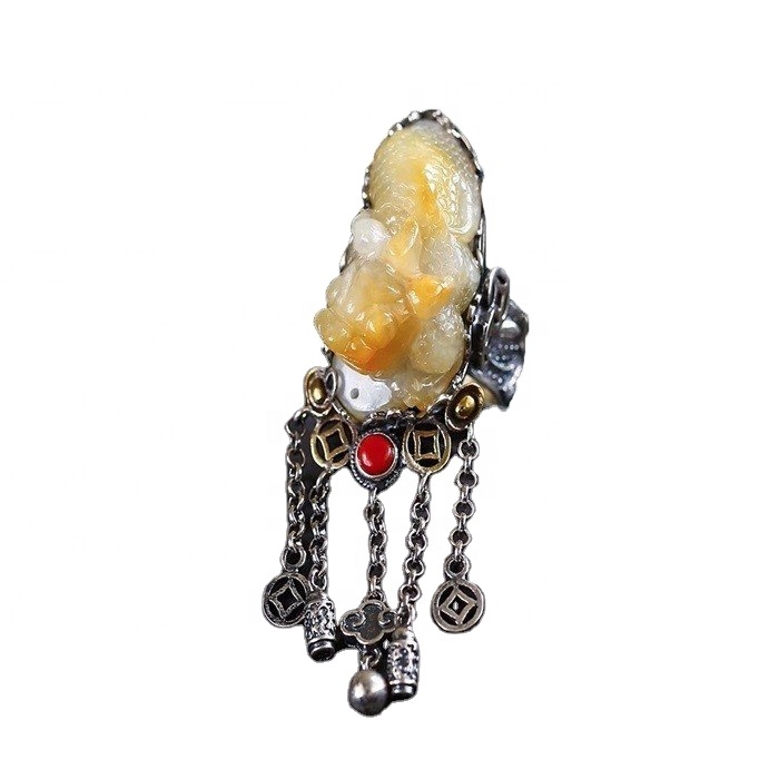 ਚਿੱਟੇ ਅਤੇ ਪੀਲੇ ਰੰਗ ਦੇ ਪੀਆਈ ਜ਼ਿ u ਰਿੰਗ ਗਹਿਣਾ ਵਿਚ ਵਿਲੱਖਣ ਕੁਦਰਤੀ ਅੰਬਰ ਮਿਰਚ 9