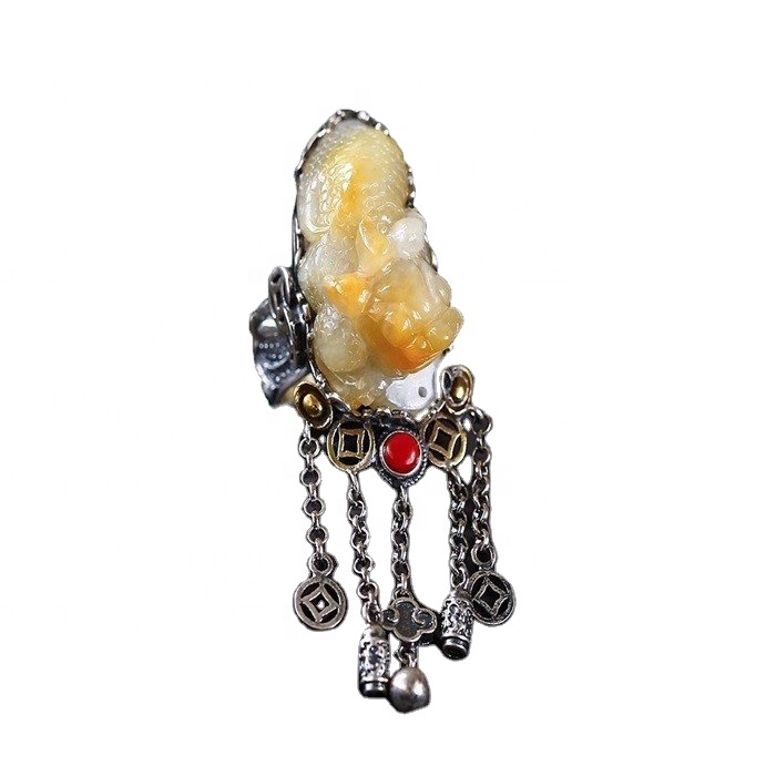 ਚਿੱਟੇ ਅਤੇ ਪੀਲੇ ਰੰਗ ਦੇ ਪੀਆਈ ਜ਼ਿ u ਰਿੰਗ ਗਹਿਣਾ ਵਿਚ ਵਿਲੱਖਣ ਕੁਦਰਤੀ ਅੰਬਰ ਮਿਰਚ 7