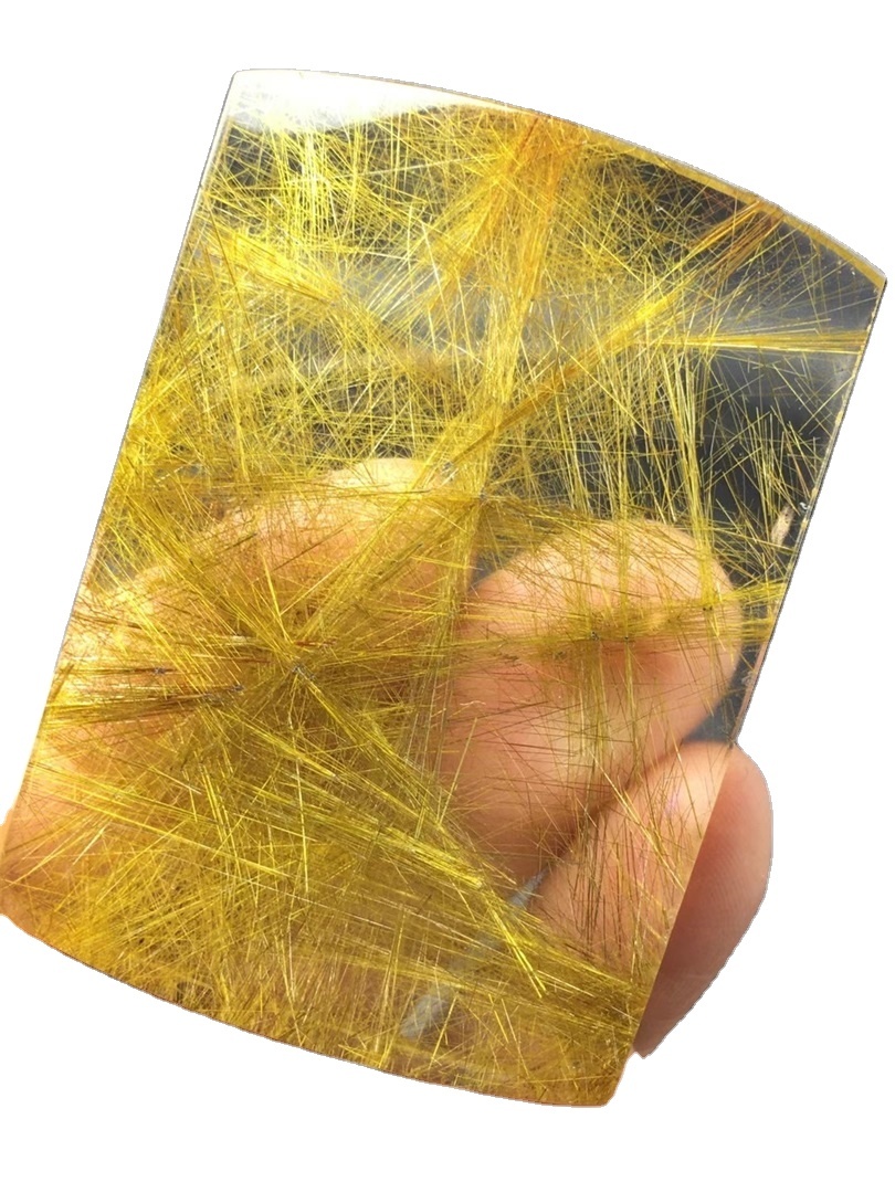 Amazing Natural Yellow Rutilated Quartz Cabochon Top Quality Yellow Rutile Gemstone Handcraft Laus Stone 35