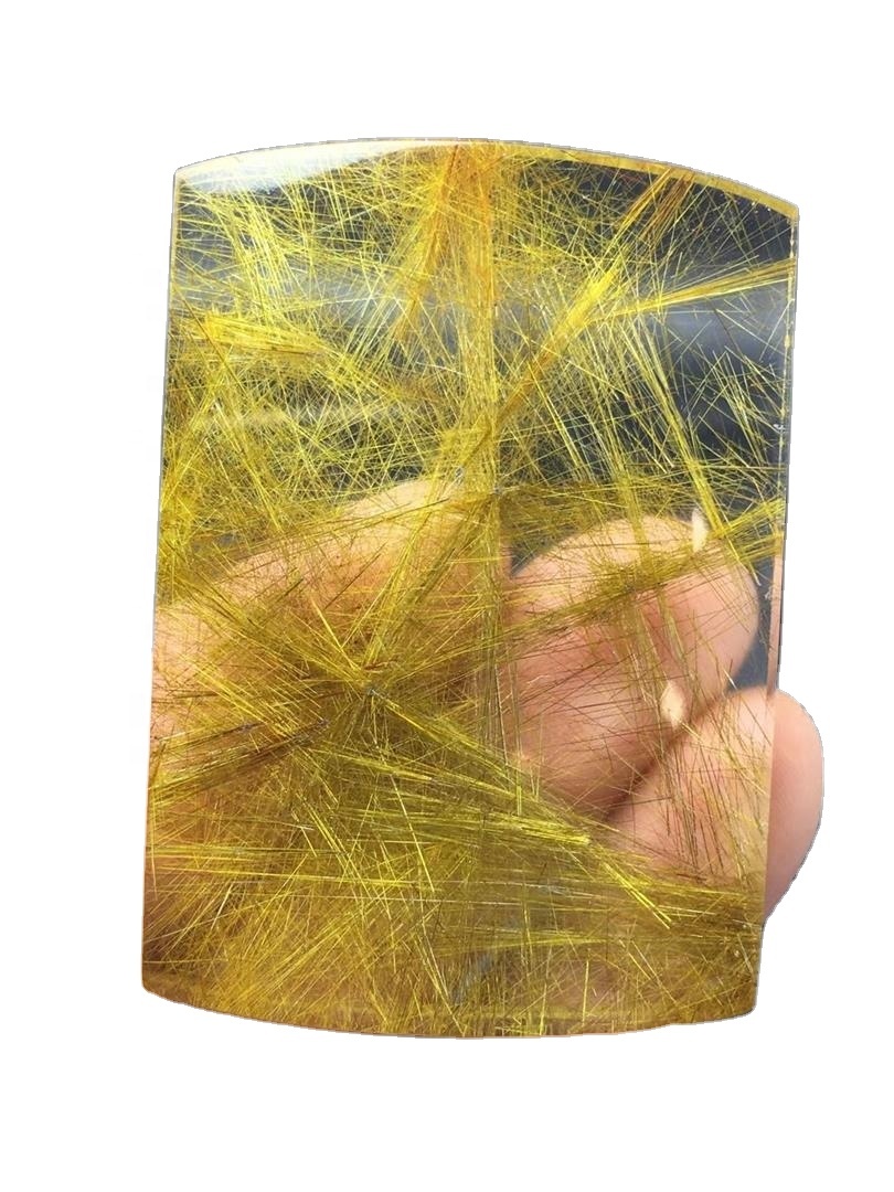 Amazing Natural Yellow Rutilated Quartz Cabochon Top Quality Yellow Rutile Gemstone Handcraft Laus Stone 33