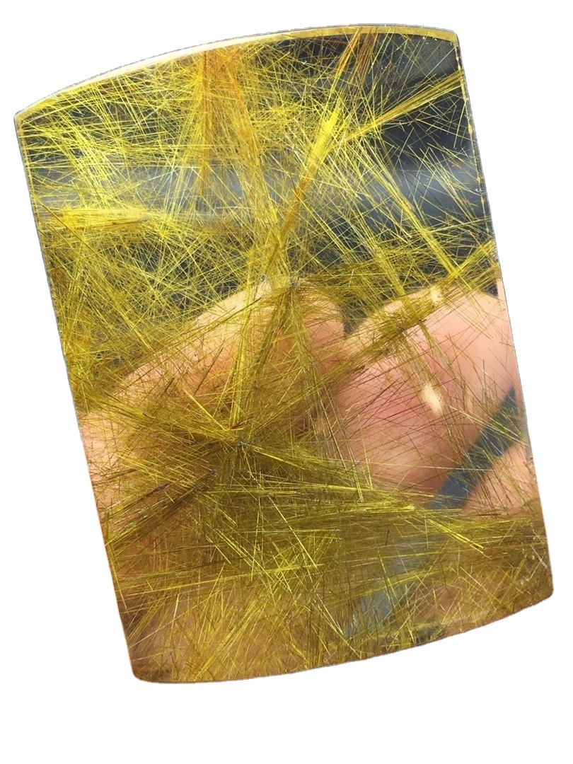 Amazing Natural Yellow Rutilated Quartz Cabochon Top Quality Yellow Rutile Gemstone Handcraft Laus Stone 37