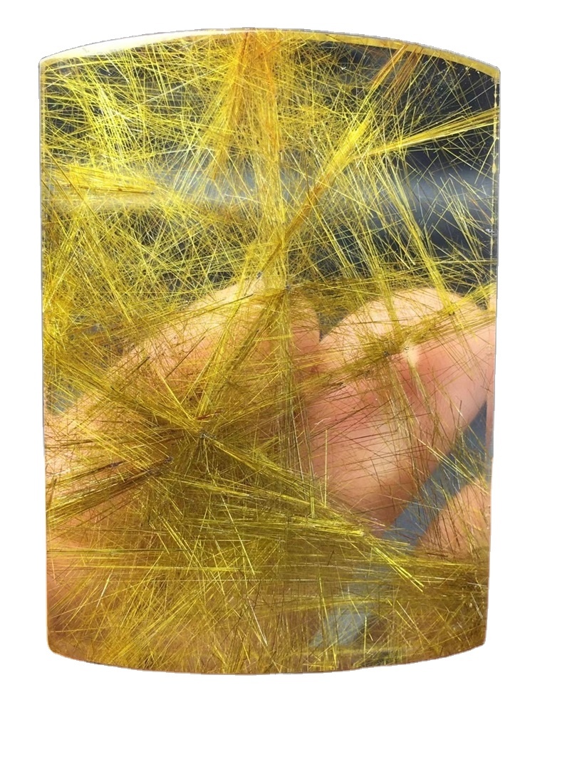 Amazing Natural Yellow Rutilated Quartz Cabochon Top Quality Yellow Rutile Gemstone Handcraft Laus Stone 39