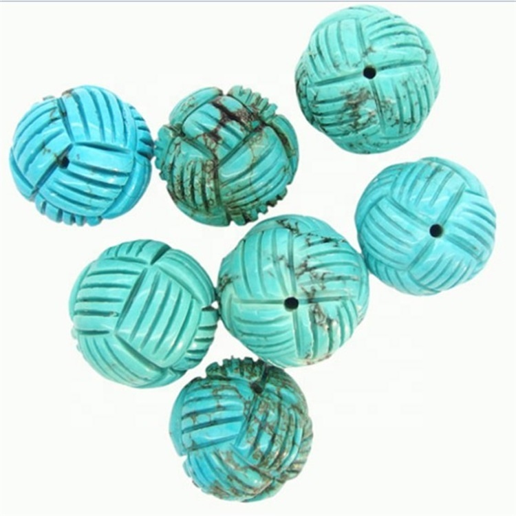 Geschnitzte Türkis Buddha Kopf Perlen Natürliche echte Türkis absolvierte große geschnitzte Blume Türkis Südwesten 11