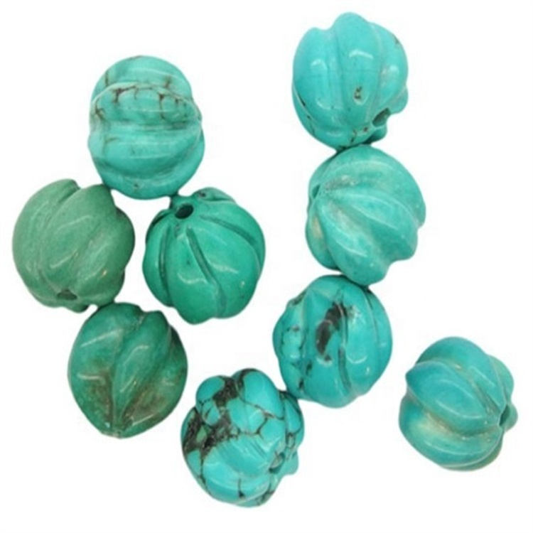 Geschnitzte Türkis Buddha Kopf Perlen Natürliche echte Türkis absolvierte große geschnitzte Blume Türkis Südwesten 17
