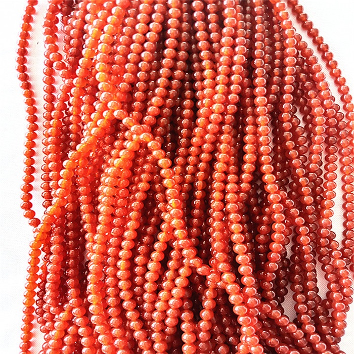 Manik Bentuk Round Carnelian Semulajadi Smooth dan Red Gemstone Strings 13