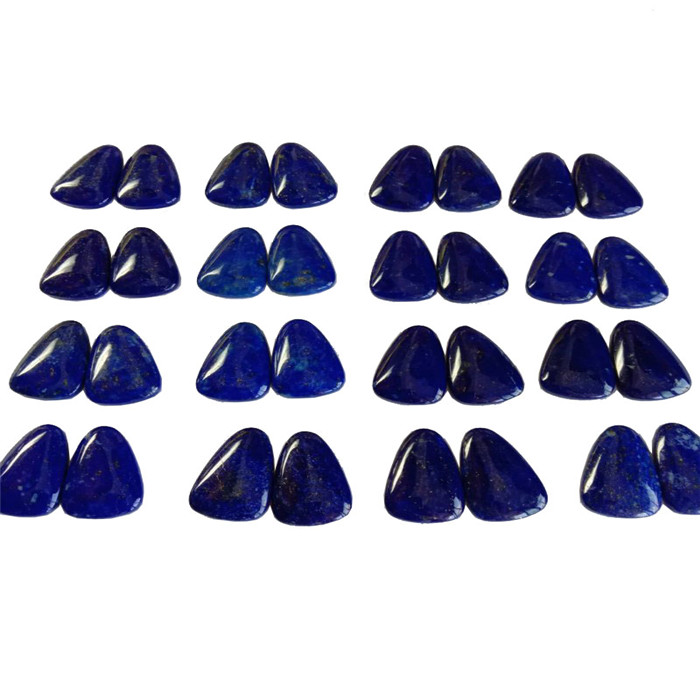 Fantastisk Lapis Lazuli Pair Polishing Triangle Cabochon Gemstone 39