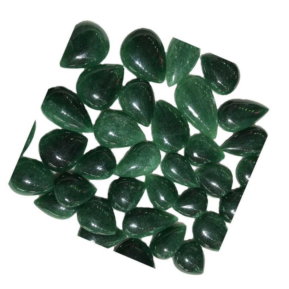 Zaļā zemeņu kvarca bumbieru forma kalibrēta 100% dabiskā cabochon aaa pakāpes zemeņu kvarca 35