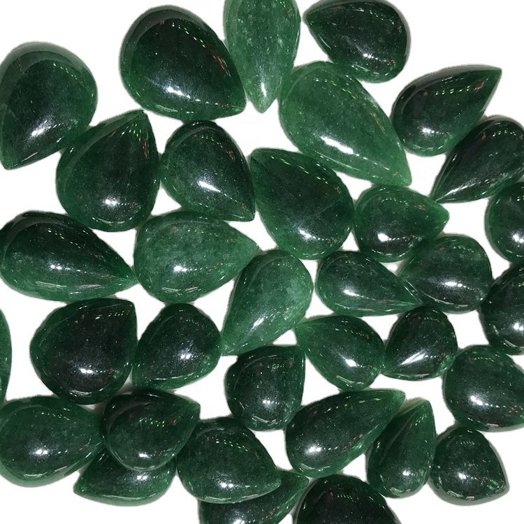 Zaļā zemeņu kvarca bumbieru forma kalibrēta 100% dabiskā cabochon aaa pakāpes zemeņu kvarca 37