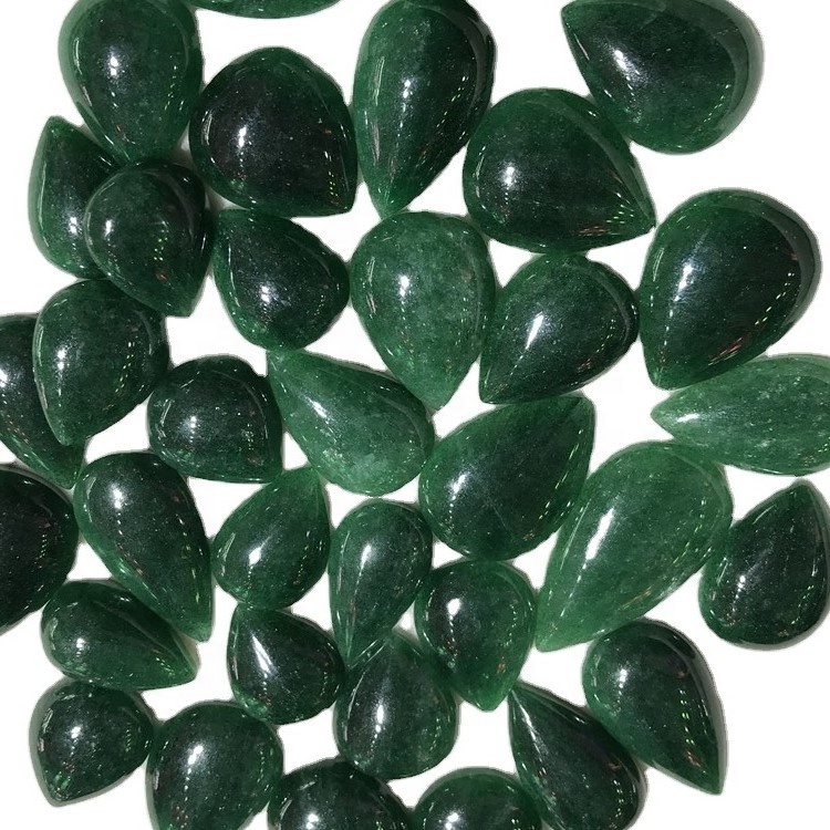 Zaļā zemeņu kvarca bumbieru forma kalibrēta 100% dabiskā cabochon aaa pakāpes zemeņu kvarca 39