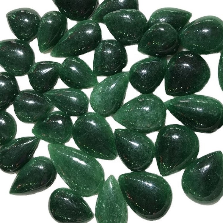 Zaļā zemeņu kvarca bumbieru forma kalibrēta 100% dabiskā cabochon aaa pakāpes zemeņu kvarca 41