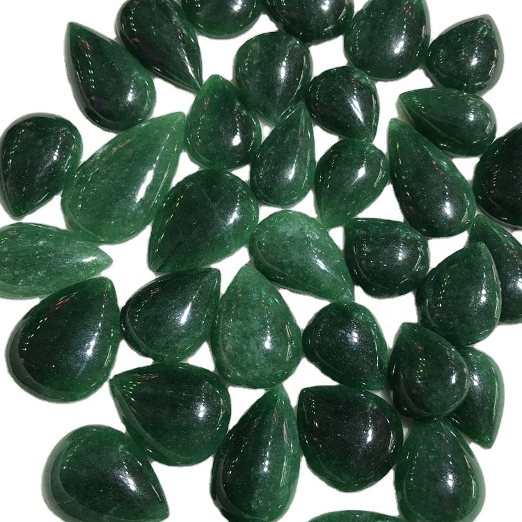 Zaļā zemeņu kvarca bumbieru forma kalibrēta 100% dabiskā cabochon aaa pakāpes zemeņu kvarca 43