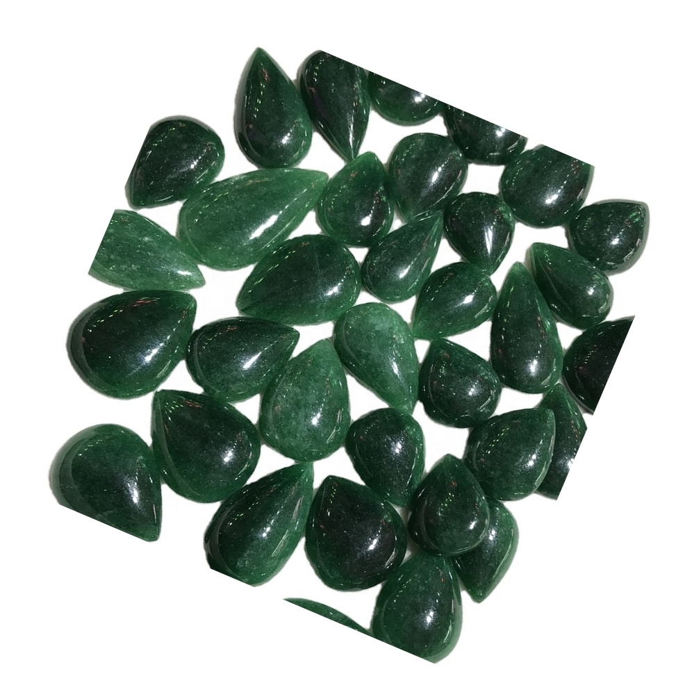 Zaļā zemeņu kvarca bumbieru forma kalibrēta 100% dabiskā cabochon aaa pakāpes zemeņu kvarca 45