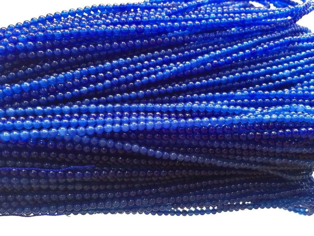 Sklop modrega mašana jade 6mm navaden krog gemstone ohlapna kroglice 32