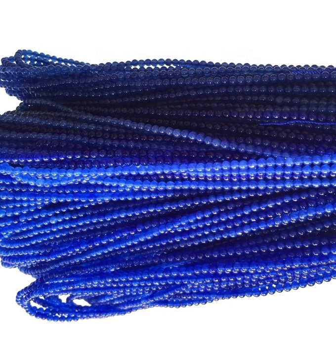 Sklop modrega mašana jade 6mm navaden krog gemstone ohlapna kroglice 34