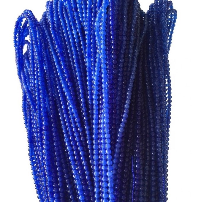 Sklop modrega mašana jade 6mm navaden krog gemstone ohlapna kroglice 36