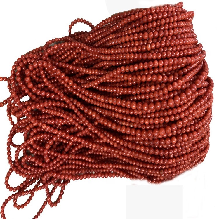 የተፈጥሮ ቀይ ኮራል የኪራይ ጌጣጌጦች ክብ የዜምስ ገመድ 36