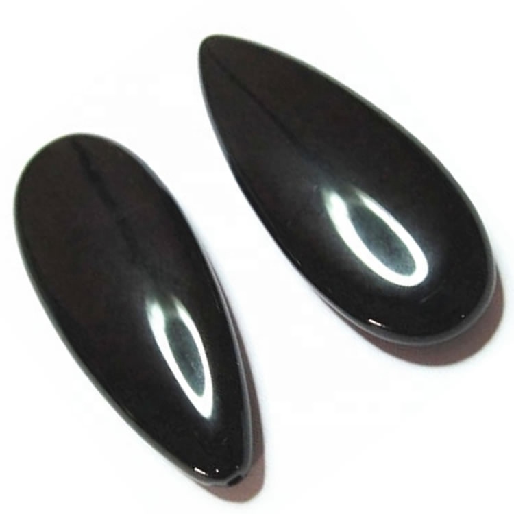 Svart Onyx 10x14x5mm Päronformad Svart Onyx Cabochon Loose Stones 33