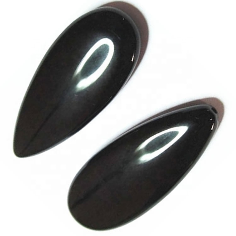 Svart Onyx 10x14x5mm Päronformad Svart Onyx Cabochon Loose Stones 39