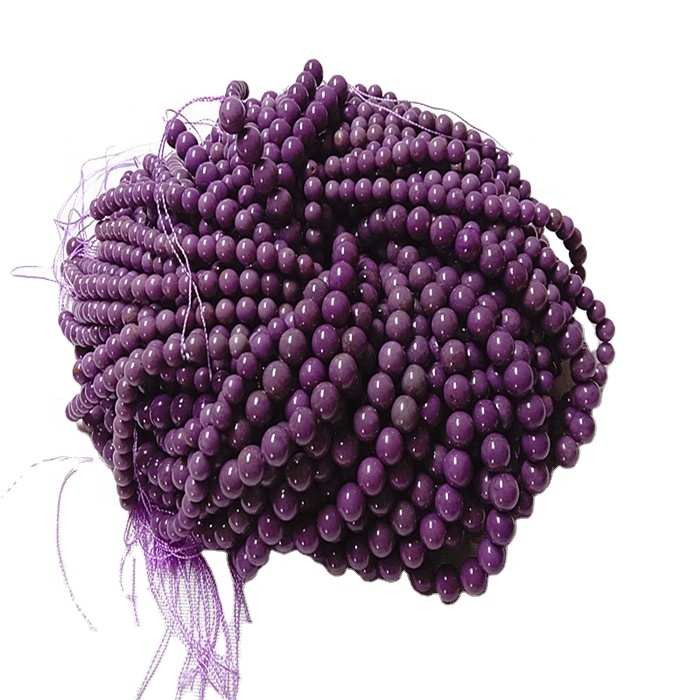 Perline di fosfosiderite rotonde naturali perline liscia e porpora stringhe di pietre preziose 13