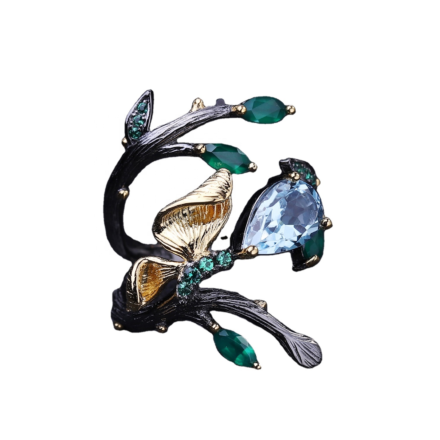 925 ਸਿਲਵਰ ਨੀਲਮ / ਟ੍ਰੋਵੋਇਸ ਰਿੰਗ 15